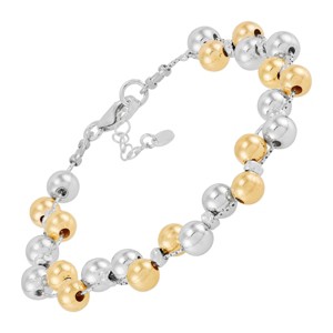 Silpada 'Dimming Lights' Sterling Silver with 14K Yellow Gold Plating and Hematite Bead Bracelet, 7.5" + 1"  (6mm) - 1 of 4