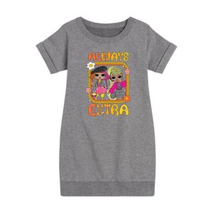 Girls' - LOL Surprise! - Always Extra Graphic Short Sleeve Fleece Dress - 1 of 4