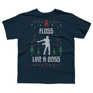 Boy's Design By Humans Floss Like A Boss Ugly Christmas Sweater By shirtpublic T-Shirt - 1 of 3