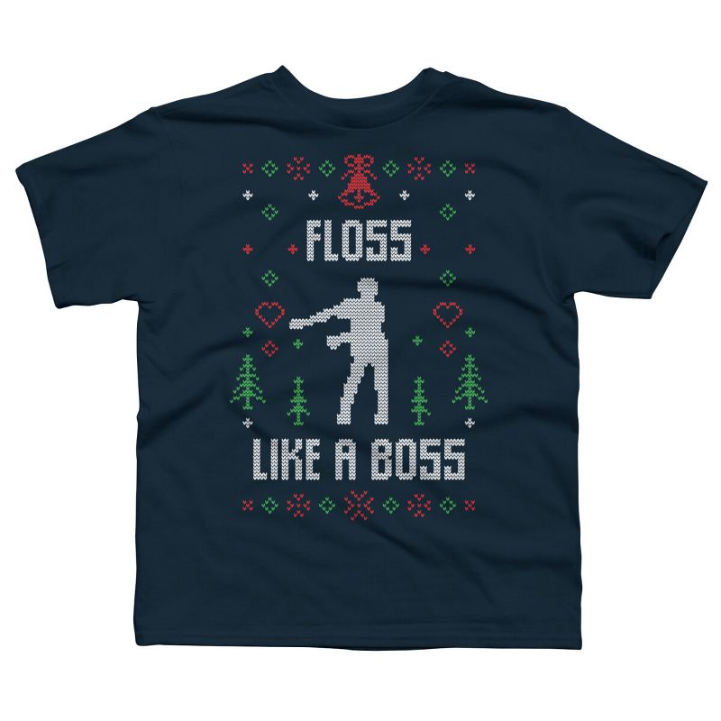 Boy's Design By Humans Floss Like A Boss Ugly Christmas Sweater By shirtpublic T-Shirt, 1 of 4