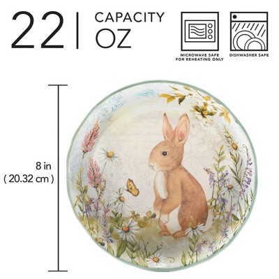 Easter Meadow 22oz Ceramic Bowls with Bunny and Floral Design