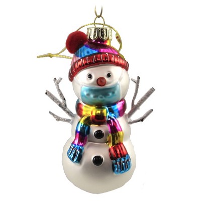 Holiday Ornament 4.25" Social Distancing Snowman Christmas Mask Coronavirus  -  Tree Ornaments