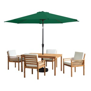 Alaterre Furniture 6pc Outdoor Patio Dining Set, Okemo Table with 10' Auto Tilt Umbrella - 1 of 4