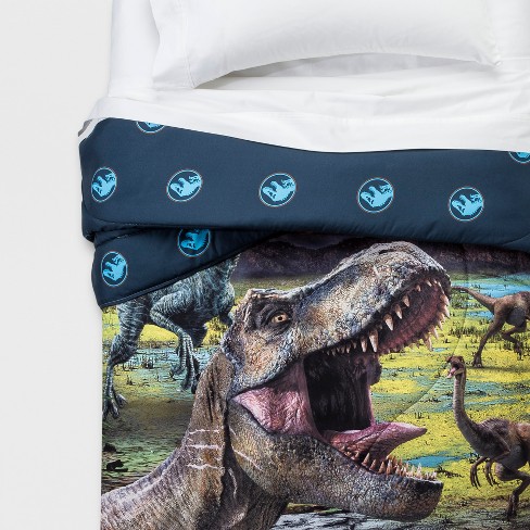 Jurassic World Twin Reversible T Rex Comforter Blue Target