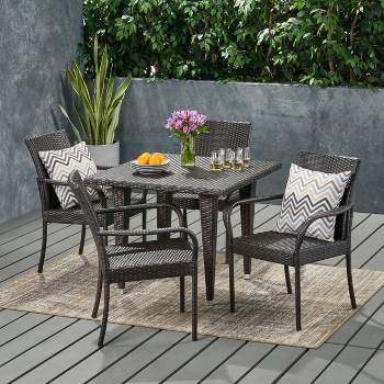 Trombone 5pc Wicker Contemporary Dining Set MultiBrown - Christopher Knight Home