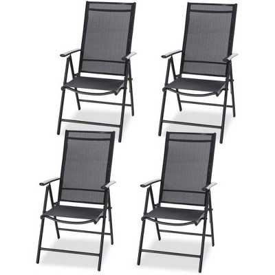 4pc Adjustable Patio Folding Chairs - Black - Captiva Designs