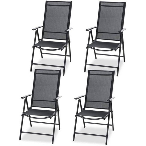 4pc Adjustable Patio Folding Chairs Black Captiva Designs Target - Black And White Folding Patio Chairs