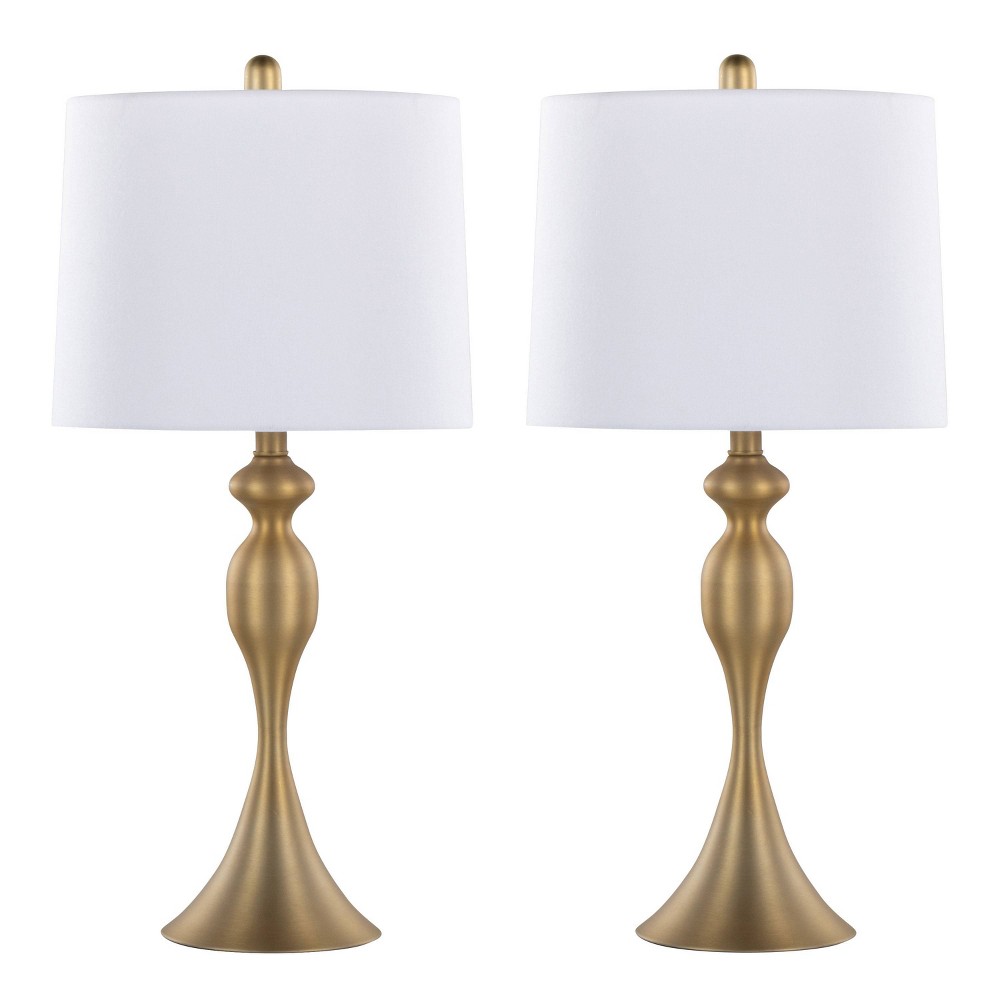 Photos - Floodlight / Street Light LumiSource  Ashland 27" Contemporary Metal Table Lamps Gold Meta(Set of 2)