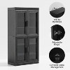 PexFix 31" Modern Wood Bookshelf Storage Cabinet with 2 Glass Door and Adjustable Shelf for Kitchen Bedroom Entryway Living Room Dinning Room Black - 4 of 4