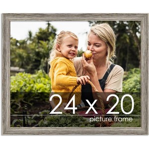 PosterPalooza | 24x20 Thin Barnwood Picture Frame, UV Acrylic, 2 Finishes - Grey and Black - 1 of 4
