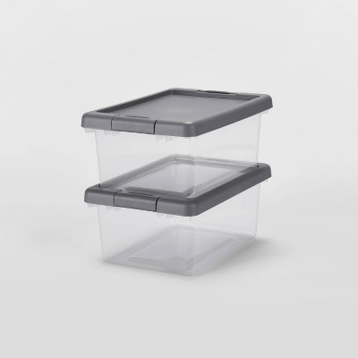 2pk Small Latching Clear Storage Box - Brightroom™