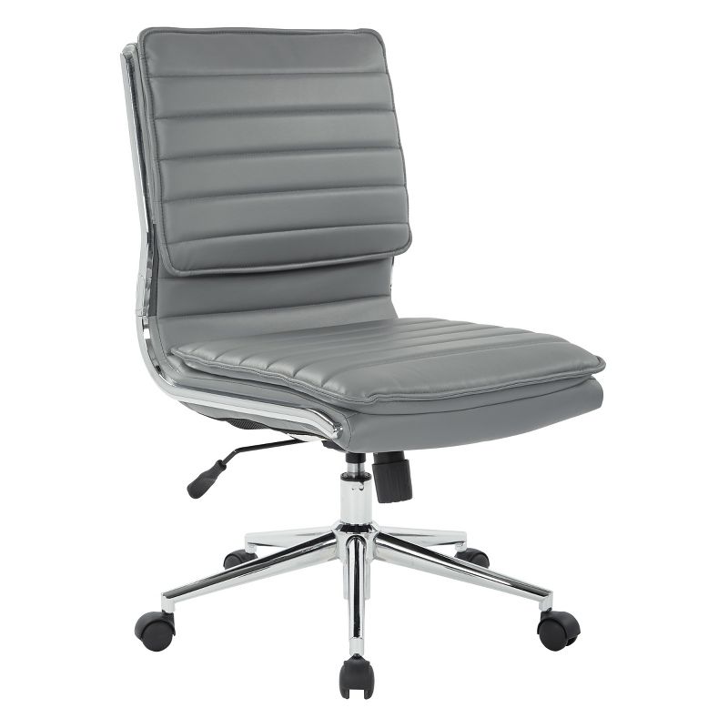 Armless Mid Back Manager's Faux Leather Chair with Chrome Base - OSP Designs, 1 of 8