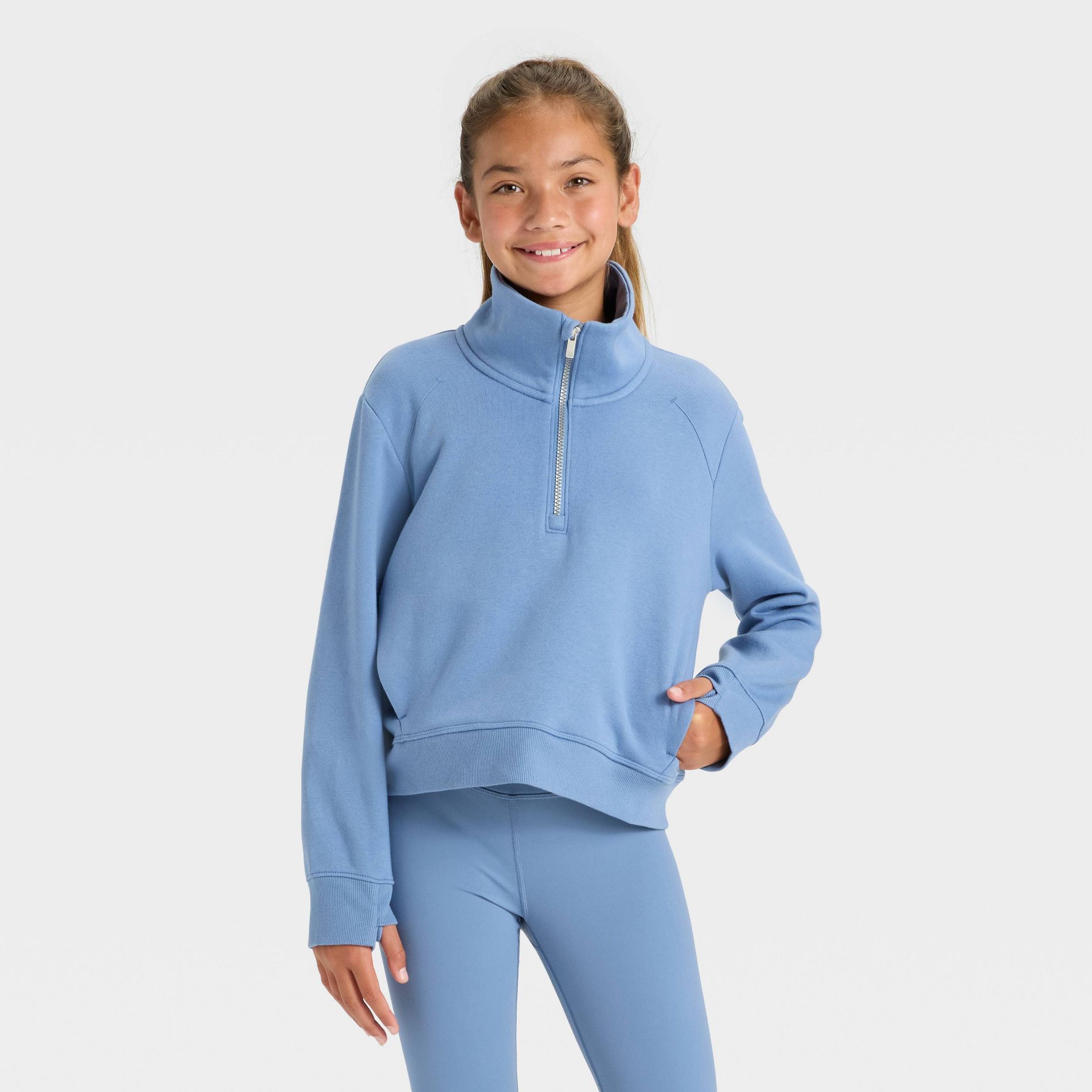 Girls' Active Comfort 1/2 Zip Pullover - All In Motion™