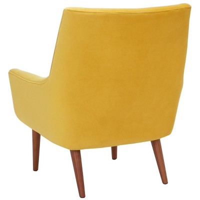 Amina Gold Velvet and Wood Tufted Accent Chair