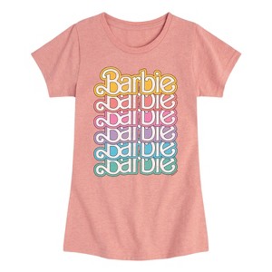 Girls' - Barbie - Barbie Logo 70S Stacked- Girls Fitted Short Sleeve Graphic T-Shirt Fitted Short Sleeve Graphic T-Shirt - 1 of 4