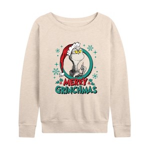 Women's - Dr. Seuss -  Lightweight French Terry Wide Neck Long Sleeve Shirt - 1 of 4