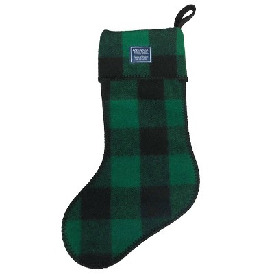 Wool Holiday Stocking Green Buffalo Check - Faribault Woolen Mill