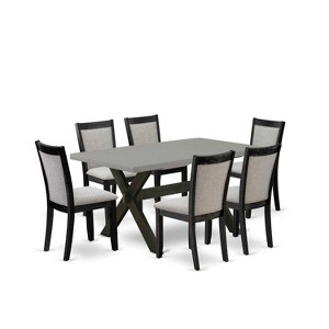 HomeStock 7-Piece Natural Oak Finish Solid Wood Top Dining Table with 6-Chairs - 1 of 4