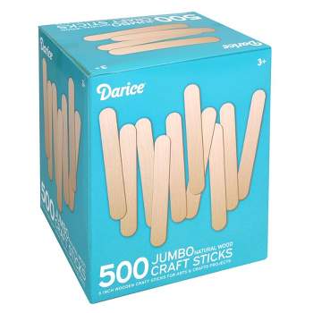 Darice 500 Pcs Popsicle Sticks for Crafts, 6" Natural Color Wooden Craft and Waxing Sticks - Classroom Supplies, STEM DIY Art, Ages 3+