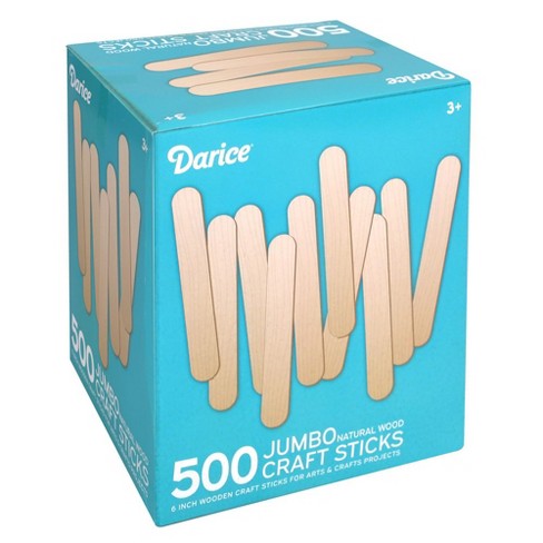 Darice 500 Pcs Popsicle Sticks for Crafts, 6 Natural Color Wooden Craft and Waxing Sticks - Classroom Supplies, Stem DIY Art, Ages 3+