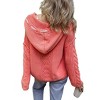 Women's Coral Knit Drawstring Hooded Sweater - Sweet Lover Fashion - 2 of 4