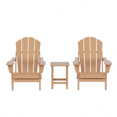 WestinTrends Malibu HDPE Outdoor Patio Folding Poly Adirondack Conversation Set (3-Piece)