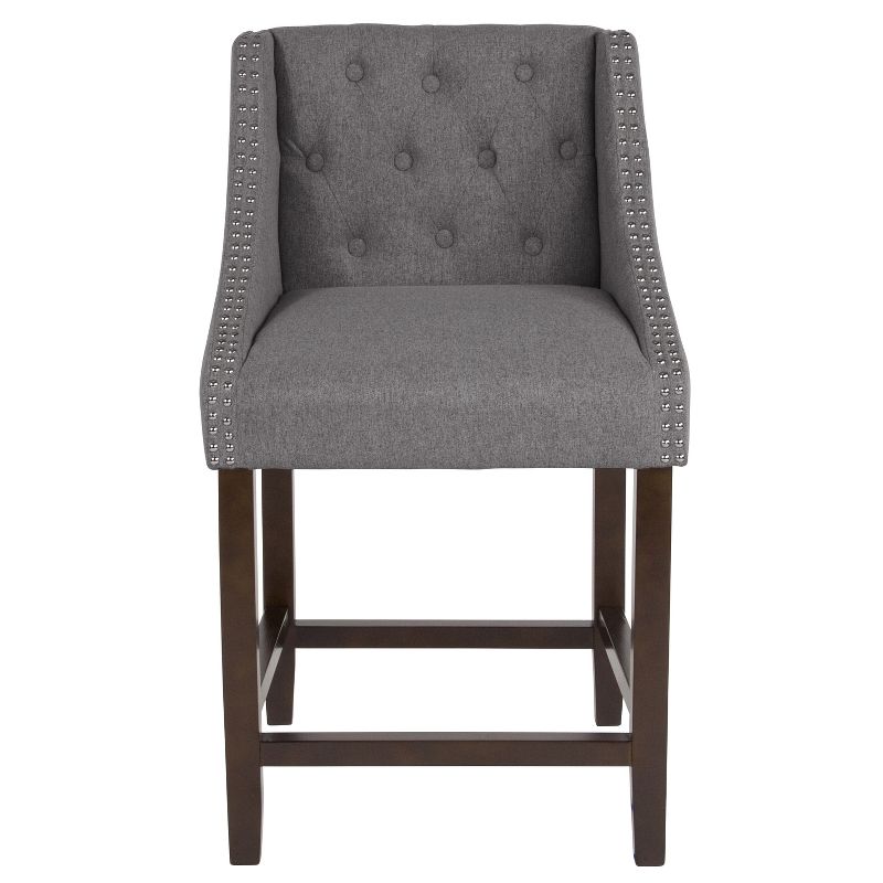 Merrick Lane Upholstered Counter Stool 24" High Transitional Tufted Counter Stool with Accent Nail Trim, 5 of 18