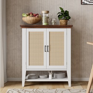 Garvee Sideboard Buffet Storage Liquor Cabinet with Rattan Decorated Doors, Kitchen, Dining Room, Hallway, Cupboard Console Table, Accent Cabinet - 1 of 4