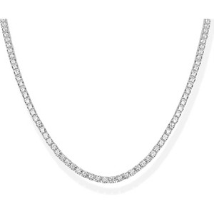 14K Gold Plated 3mm Tennis Necklace, Chunky Simulated Diamond Chain 16" & 18" White Gold-18 Inches - 1 of 4