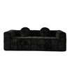 84.6'' Lychee-Textured Polyester Modern Boneless Three-Seater Sofa with Two Circular Throw Pillows - 3 of 4