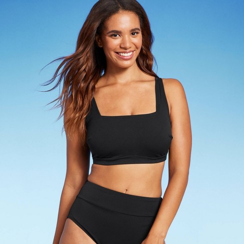 Ribbed High-Neck Longline Swim Top C/D Cup