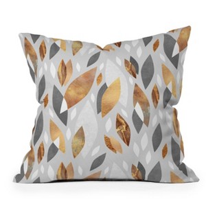 16"x16" Elisabeth Fredriksson Falling Leaves Square Throw Pillow Gold - Deny Designs: Indoor Abstract Design, Zipper Closure - 1 of 4