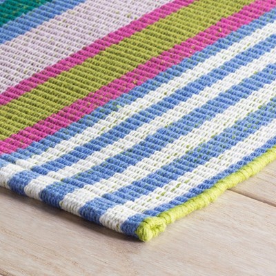 Indigo Stripe Hand-Knotted Wool-Blend 2'x3' Rug
