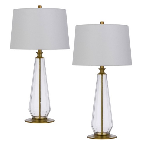 2pk Pedestal Base Metal Table Lamps In Plated Antique Gold/brass - Fangio  Lighting : Target