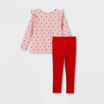 Little Girls Gray Pink Polka Dot Floral Ruffled Capri Pants 2T-6T 