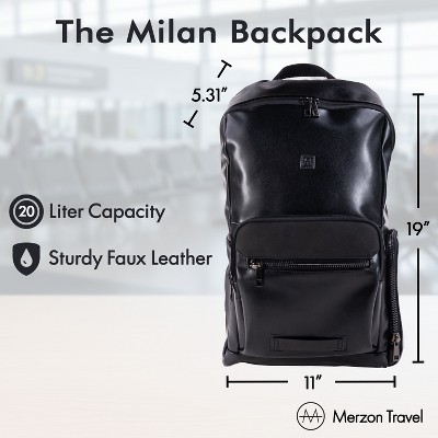 Merzon Travel Merzon Milan Faux Leather Travel Backpack Stylish Laptop Backpack for Daily Carry & Travel Black — фото 2