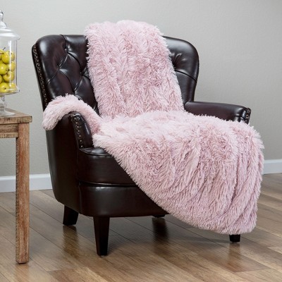 Rose Dust Faux Fur Reversible King Blanket with Sherpa Fleece