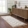 Hauteloom Riad Black Striped White Rug with Tassels - 2 of 4