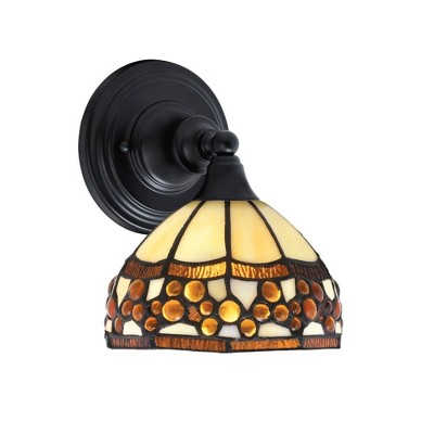Toltec Lighting Any 1 - Light Sconce in  Matte Black with 7'' Roman Jewel Art Glass Shade