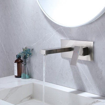Brushed Nickel Single-Handle Wall-Mount Bathroom Faucet