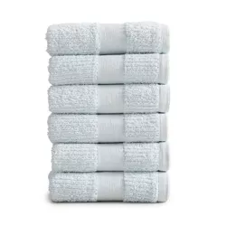 Market & Place Cotton Quick Dry Ribbed 6-Pack Hand Towel Set Spa Blue