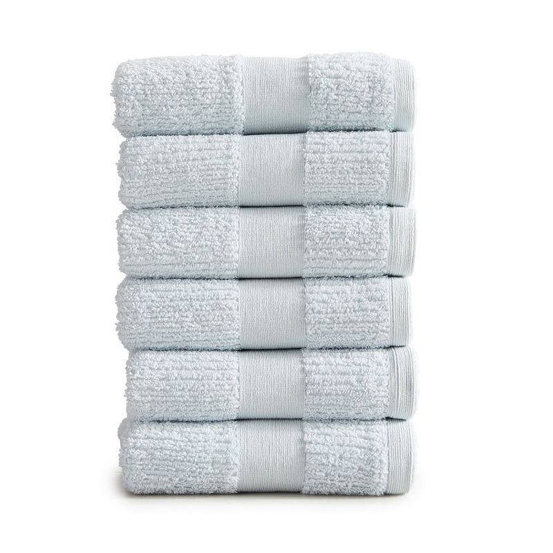 Market & Place Cotton Quick Dry Ribbed 6-Pack Hand Towel Set, 1 of 9