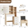 Vanity Desk with Mirror & Lights, 4-Drawer Makeup Table Set, Charging Station, LED Sliding Mirror, 3 Color Modes, Adjustable Storage Shelves - 3 of 4