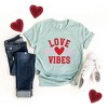 Simply Sage Market Women's Love Vibes Heart Checkered Short Sleeve Graphic Tee - 3 of 4