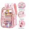 DOMETOUR Clear Backpack for School, PVC Transparent Bookbag with Cute Pendant, Back to School Gifts Backpack for Kids Girls Boys, Pink - 2 of 4