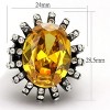 Slickblue Stunning Women’s Black Ion Plated Halo Ring – Topaz Center, Clear CZ, Oval Shape, Sizes 5-10 - 3 of 4