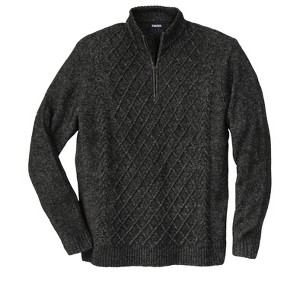 KingSize Men's Big & Tall Soft Cable Knit 1/4 Zip Sweater - 1 of 4