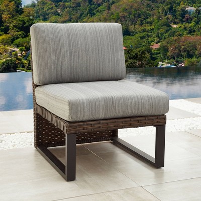 Havenside Home Bocabec Modern Fabric Outdoor Patio Armless Chair - Light Gray White