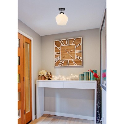 Modern Black and White Glass LED Flush Mount Light