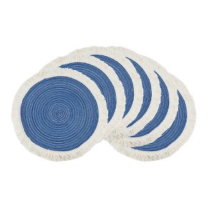 REGALWOVEN Round Rattan Indoor Outdoor Wipe Clean Rustic Placemats 15 x 15 Inch 6 Pcs - 1 of 4